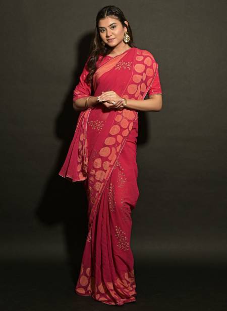 Pink Colour ASHIMA IVERY BRASSO Fancy Festive Wear Heavy Gerorgette Designer Latest Saree Collection 5004